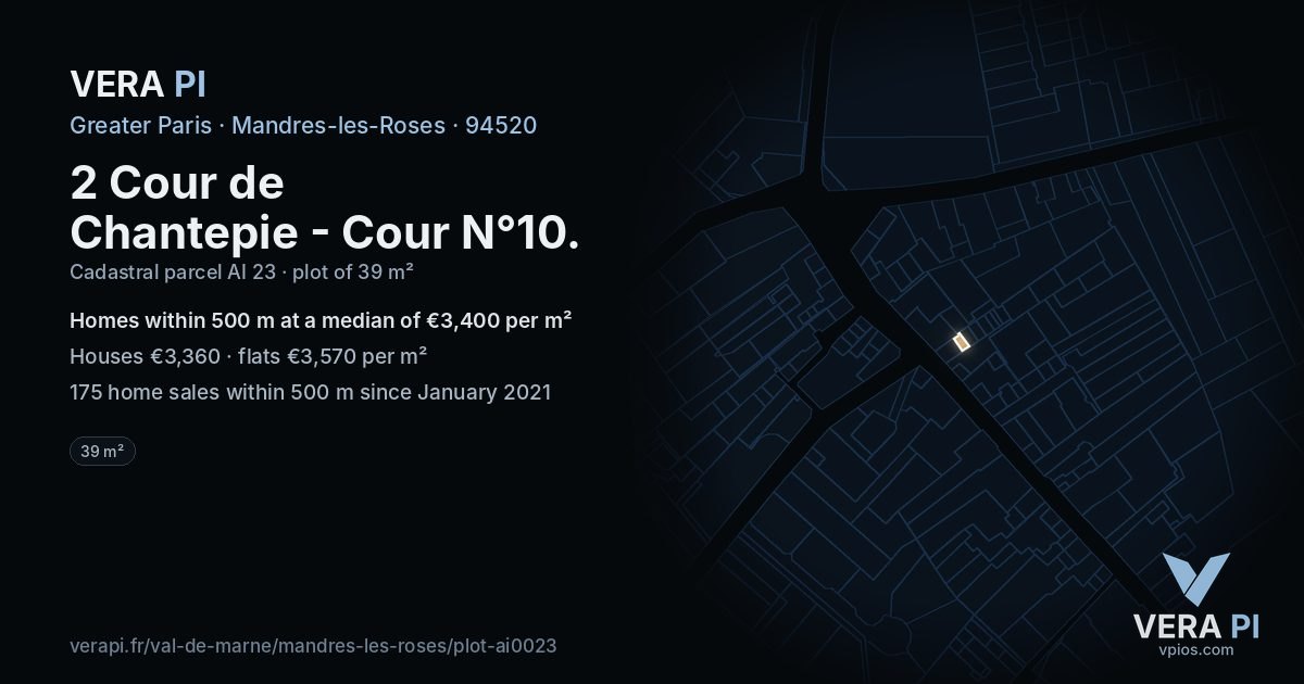 2 Cour de Chantepie - Cour N°10, Mandres-les-Roses at night – the plot lit, the parcels around coloured by the prices near them