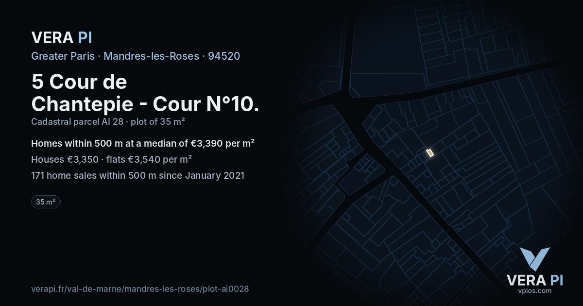 5 Cour de Chantepie - Cour N°10, Mandres-les-Roses at night – the plot lit, the parcels around coloured by the prices near them