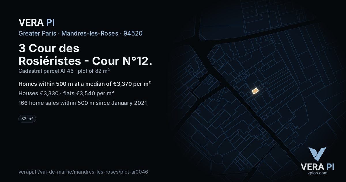 3 Cour des Rosiéristes - Cour N°12, Mandres-les-Roses at night – the plot lit, the parcels around coloured by the prices near them