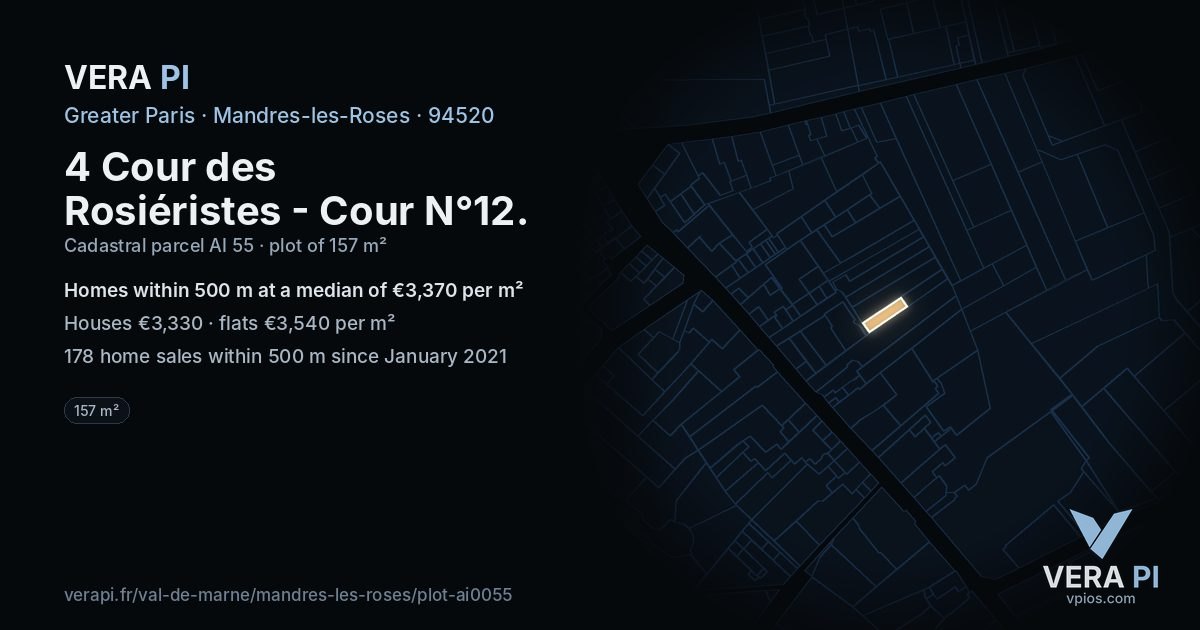 4 Cour des Rosiéristes - Cour N°12, Mandres-les-Roses at night – the plot lit, the parcels around coloured by the prices near them