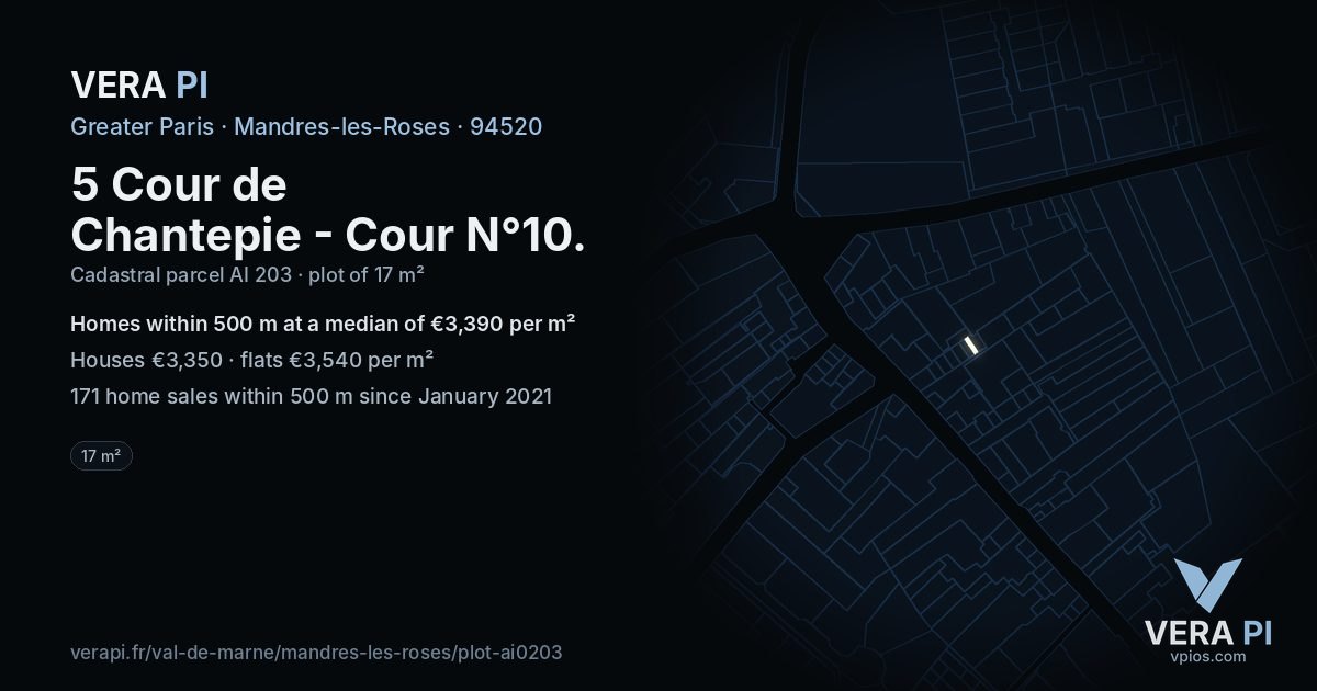 5 Cour de Chantepie - Cour N°10, Mandres-les-Roses at night – the plot lit, the parcels around coloured by the prices near them