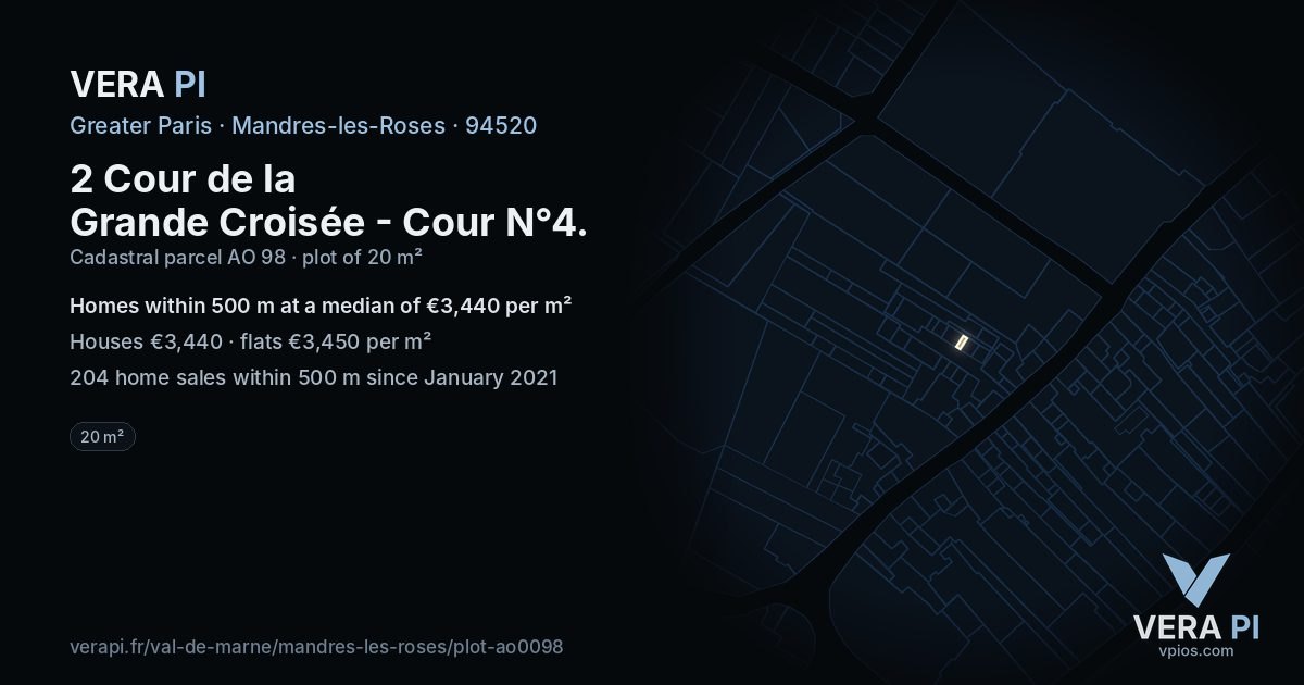 2 Cour de la Grande Croisée - Cour N°4, Mandres-les-Roses at night – the plot lit, the parcels around coloured by the prices near them