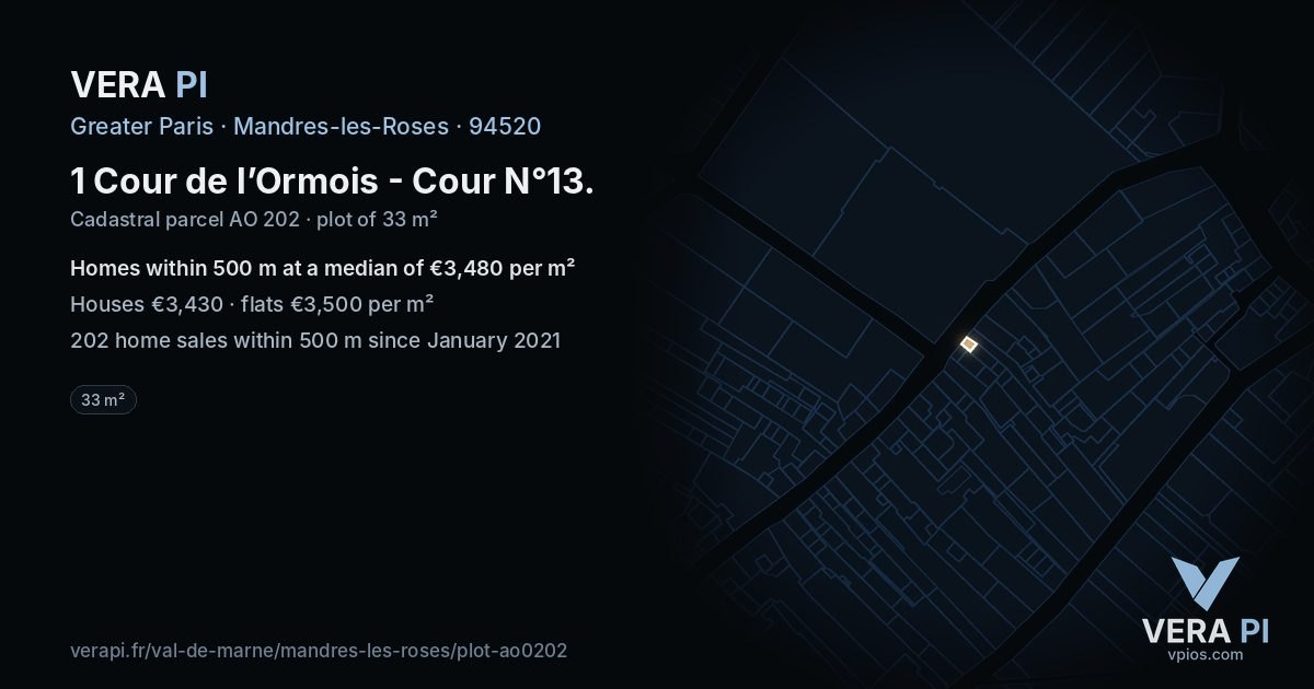 1 Cour de l’Ormois - Cour N°13, Mandres-les-Roses at night – the plot lit, the parcels around coloured by the prices near them