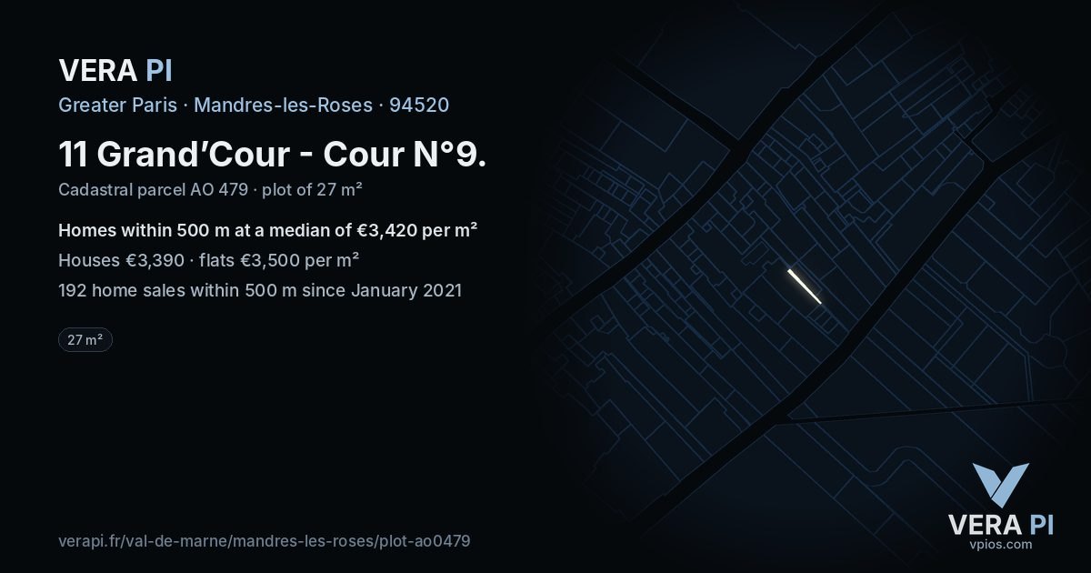 11 Grand’Cour - Cour N°9, Mandres-les-Roses at night – the plot lit, the parcels around coloured by the prices near them