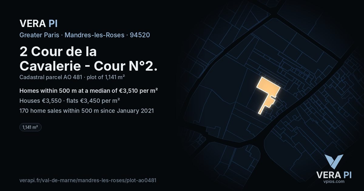 2 Cour de la Cavalerie - Cour N°2, Mandres-les-Roses at night – the plot lit, the parcels around coloured by the prices near them