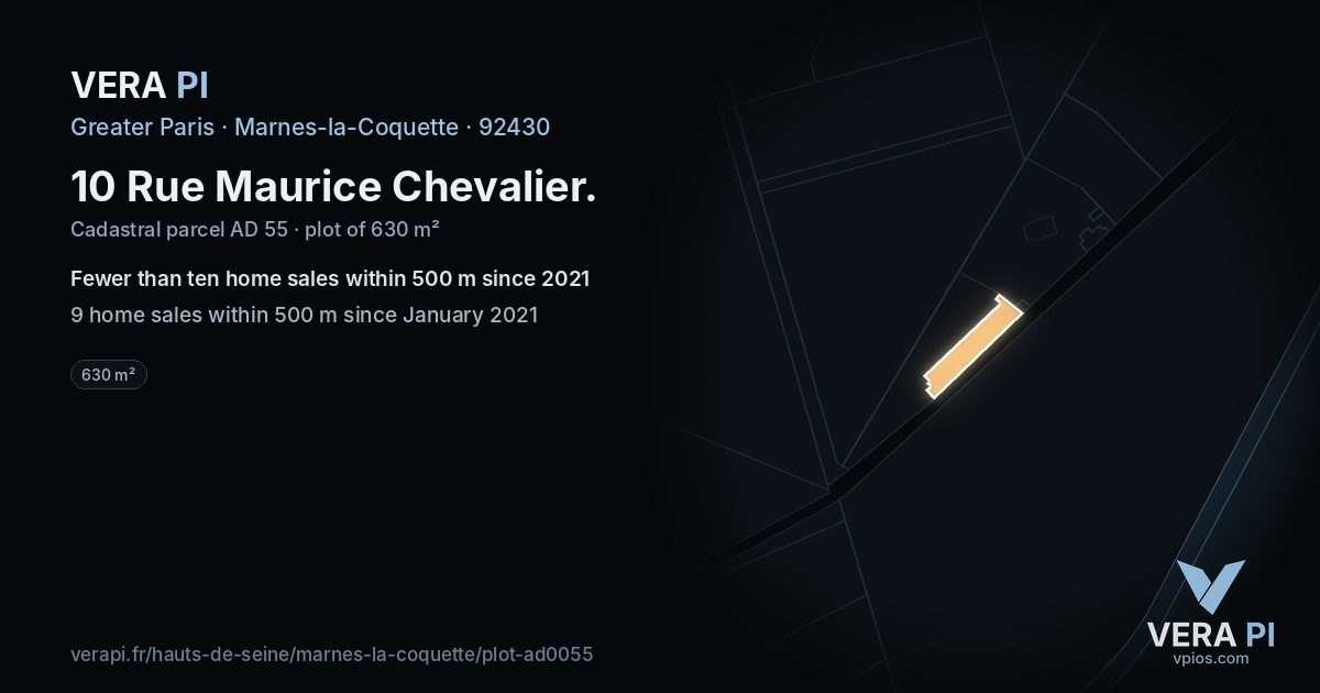 10 Rue Maurice Chevalier, Marnes-la-Coquette at night – the plot lit, the parcels around coloured by the prices near them