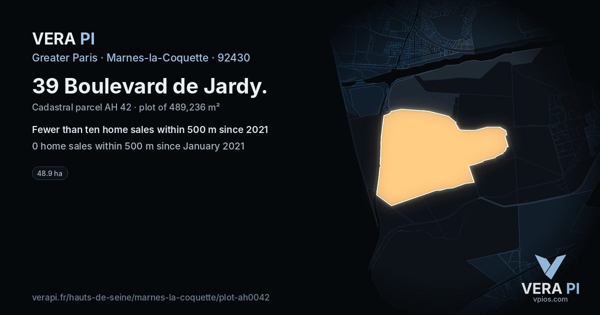 39 Boulevard de Jardy, Marnes-la-Coquette at night – the plot lit, the parcels around coloured by the prices near them