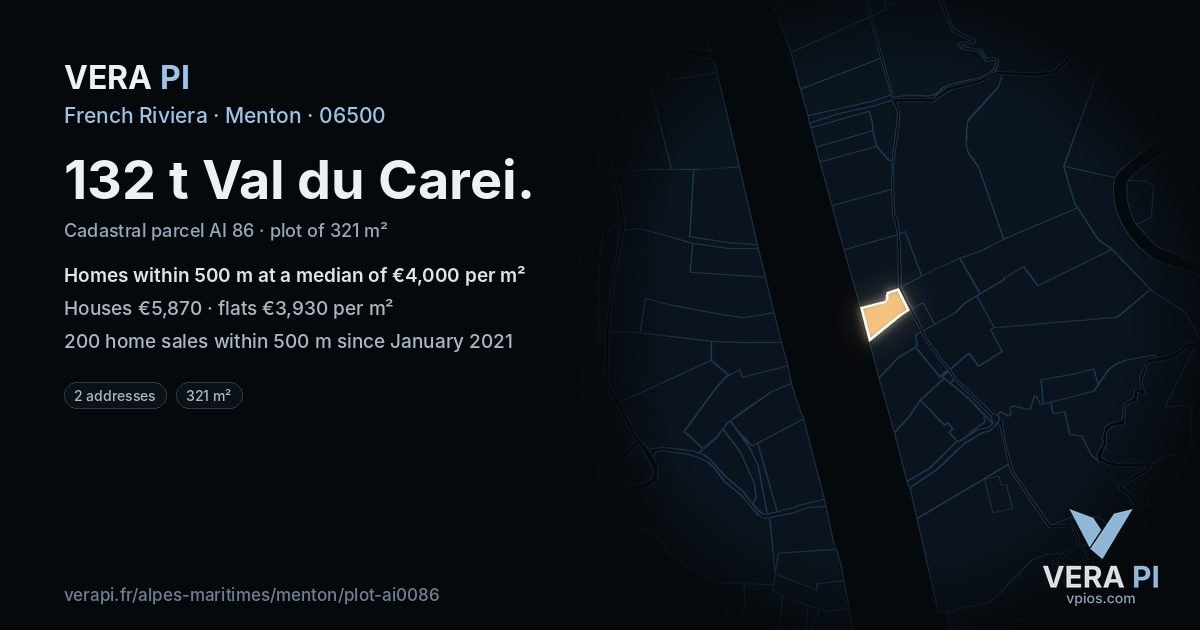 132 t Val du Carei, Menton at night – the plot lit, the parcels around coloured by the prices near them