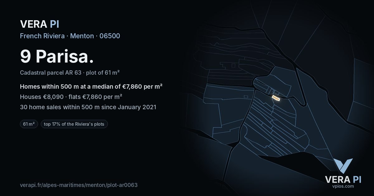 9 Parisa, Menton at night – the plot lit, the parcels around coloured by the prices near them