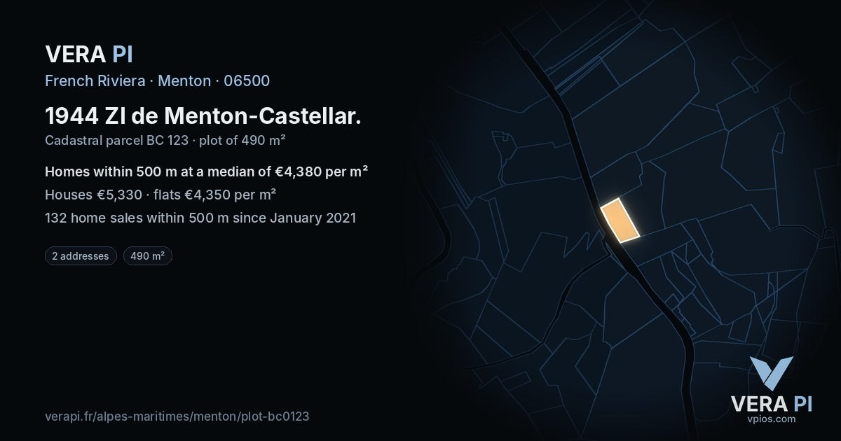 1944 ZI de Menton-Castellar, Menton at night – the plot lit, the parcels around coloured by the prices near them