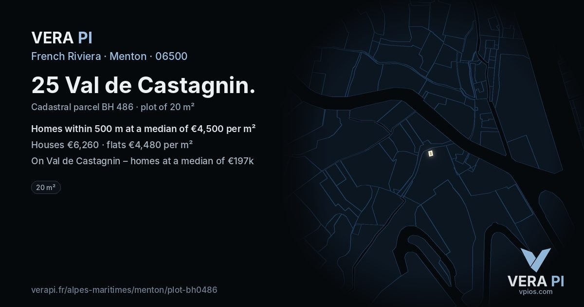 25 Val de Castagnin, Menton at night – the plot lit, the parcels around coloured by the prices near them