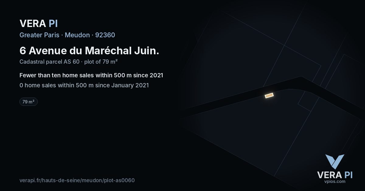 6 Avenue du Maréchal Juin, Meudon at night – the plot lit, the parcels around coloured by the prices near them