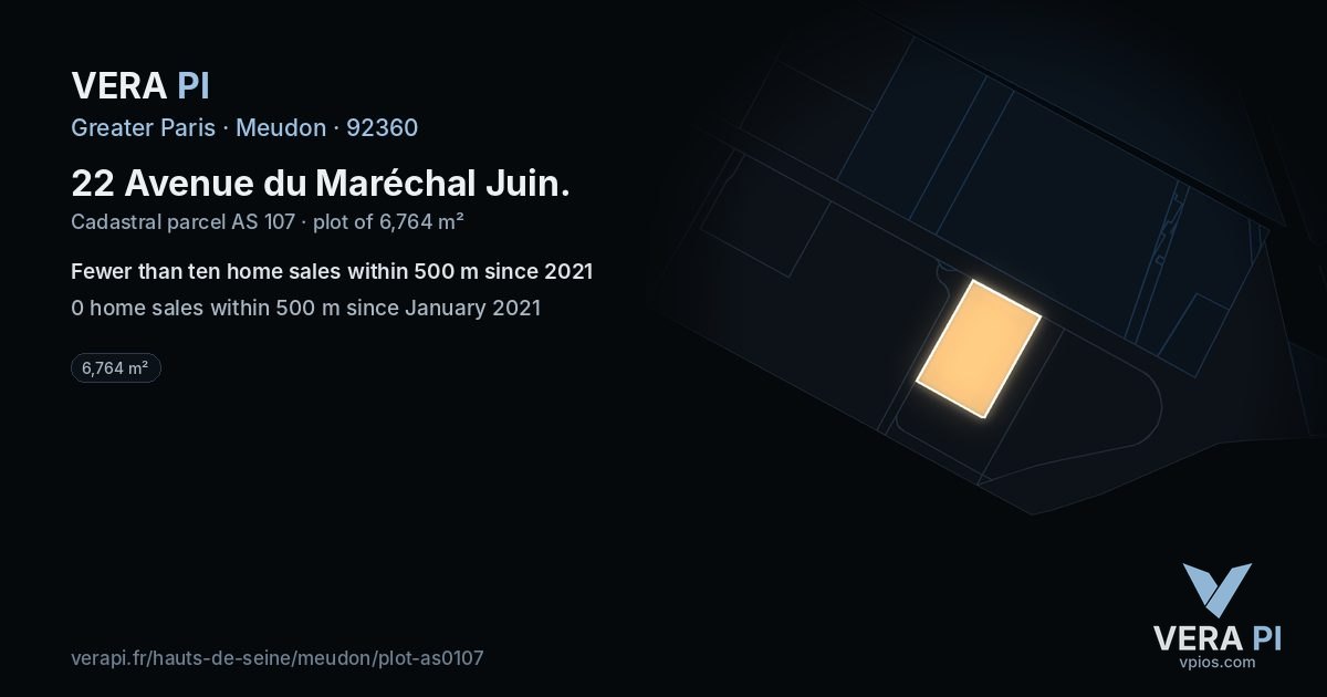 22 Avenue du Maréchal Juin, Meudon at night – the plot lit, the parcels around coloured by the prices near them
