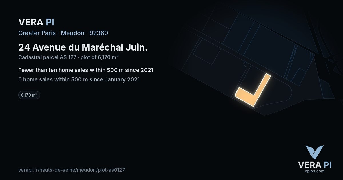 24 Avenue du Maréchal Juin, Meudon at night – the plot lit, the parcels around coloured by the prices near them