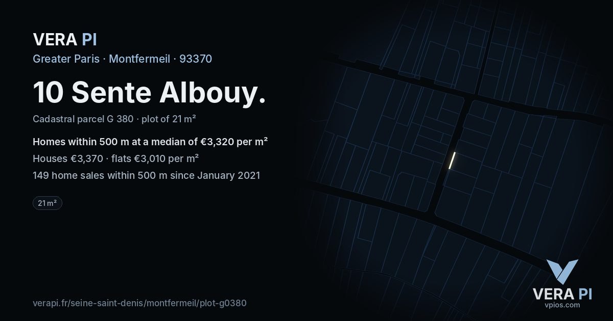 10 Sente Albouy, Montfermeil at night – the plot lit, the parcels around coloured by the prices near them