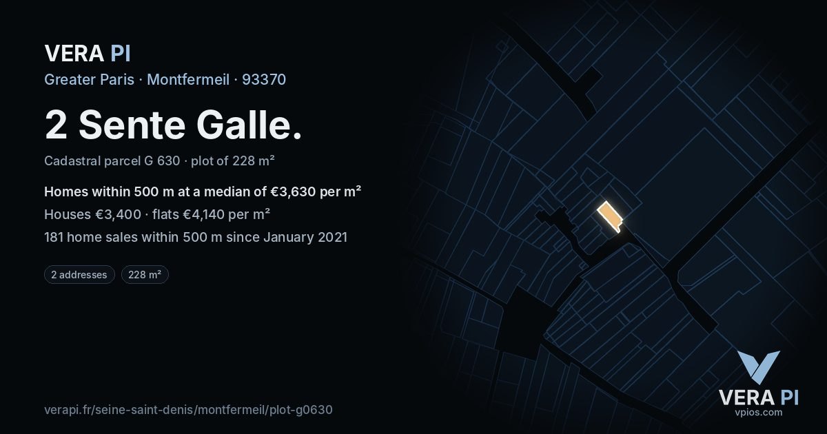 2 Sente Galle, Montfermeil at night – the plot lit, the parcels around coloured by the prices near them