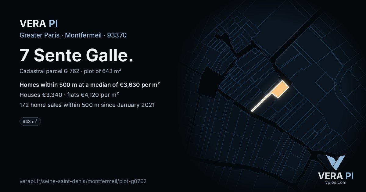 7 Sente Galle, Montfermeil at night – the plot lit, the parcels around coloured by the prices near them