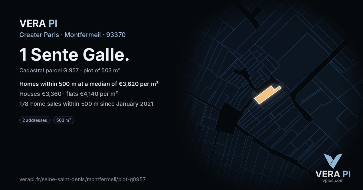 1 Sente Galle, Montfermeil at night – the plot lit, the parcels around coloured by the prices near them