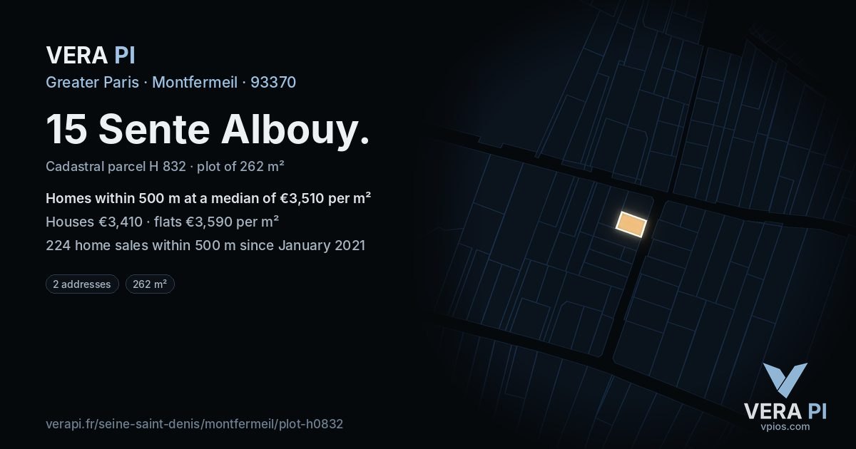 15 Sente Albouy, Montfermeil at night – the plot lit, the parcels around coloured by the prices near them
