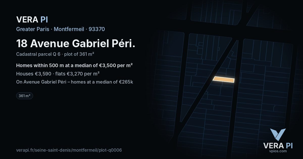 18 Avenue Gabriel Péri, Montfermeil at night – the plot lit, the parcels around coloured by the prices near them