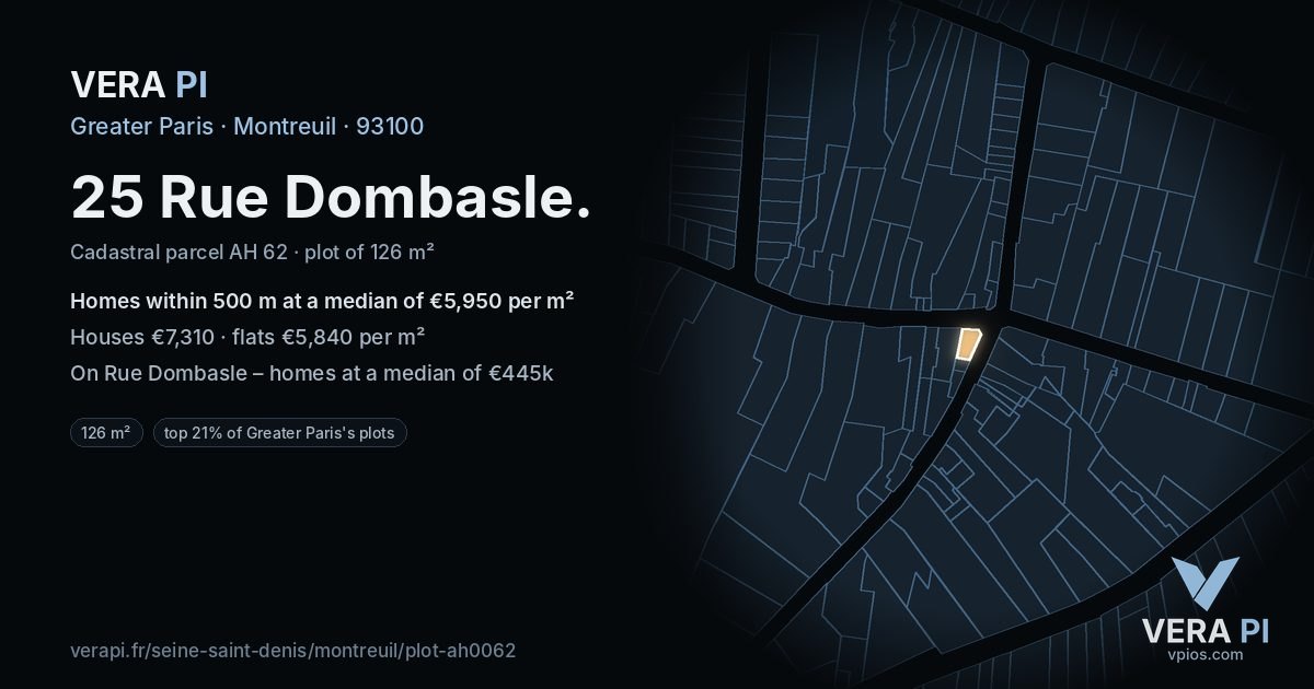 25 Rue Dombasle, Montreuil at night – the plot lit, the parcels around coloured by the prices near them