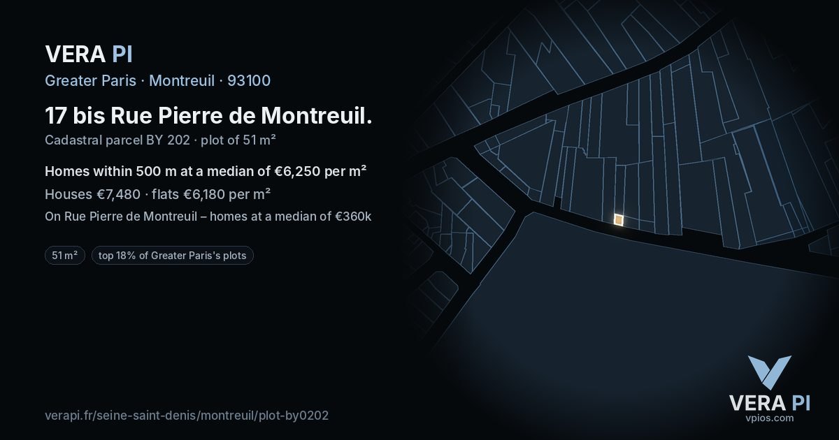 17 bis Rue Pierre de Montreuil, Montreuil at night – the plot lit, the parcels around coloured by the prices near them