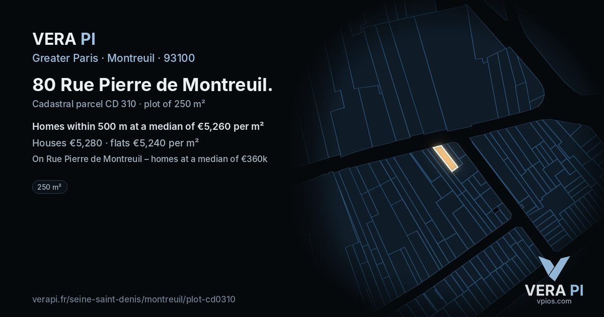 80 Rue Pierre de Montreuil, Montreuil at night – the plot lit, the parcels around coloured by the prices near them