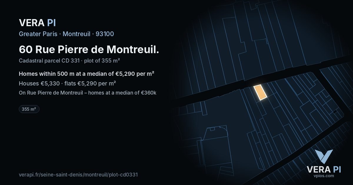 60 Rue Pierre de Montreuil, Montreuil at night – the plot lit, the parcels around coloured by the prices near them