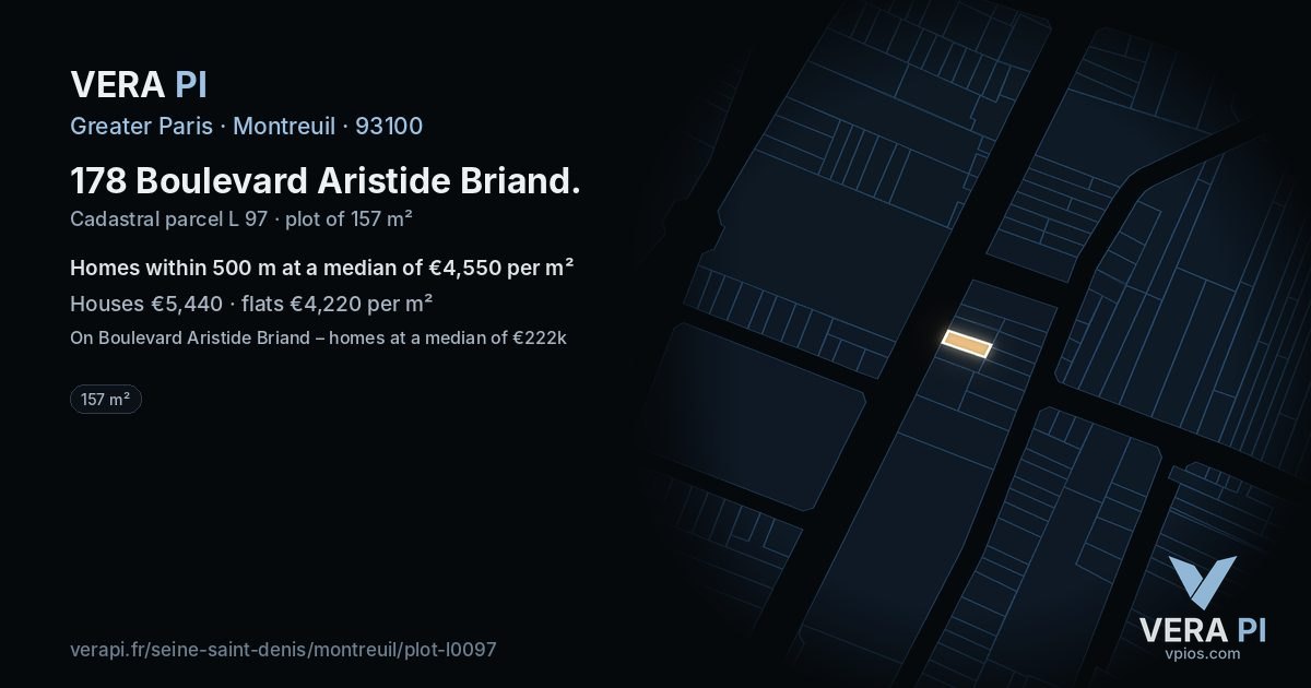 178 Boulevard Aristide Briand, Montreuil at night – the plot lit, the parcels around coloured by the prices near them