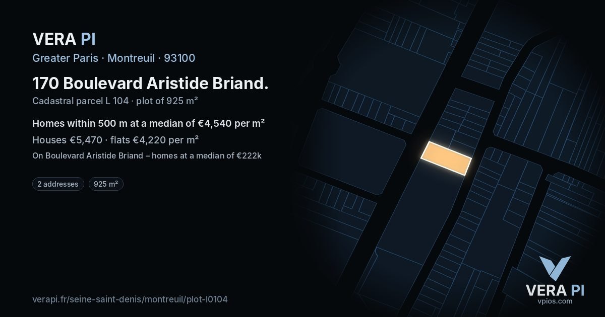 170 Boulevard Aristide Briand, Montreuil at night – the plot lit, the parcels around coloured by the prices near them
