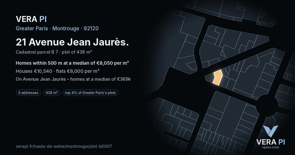 21 Avenue Jean Jaurès, Montrouge at night – the plot lit, the parcels around coloured by the prices near them