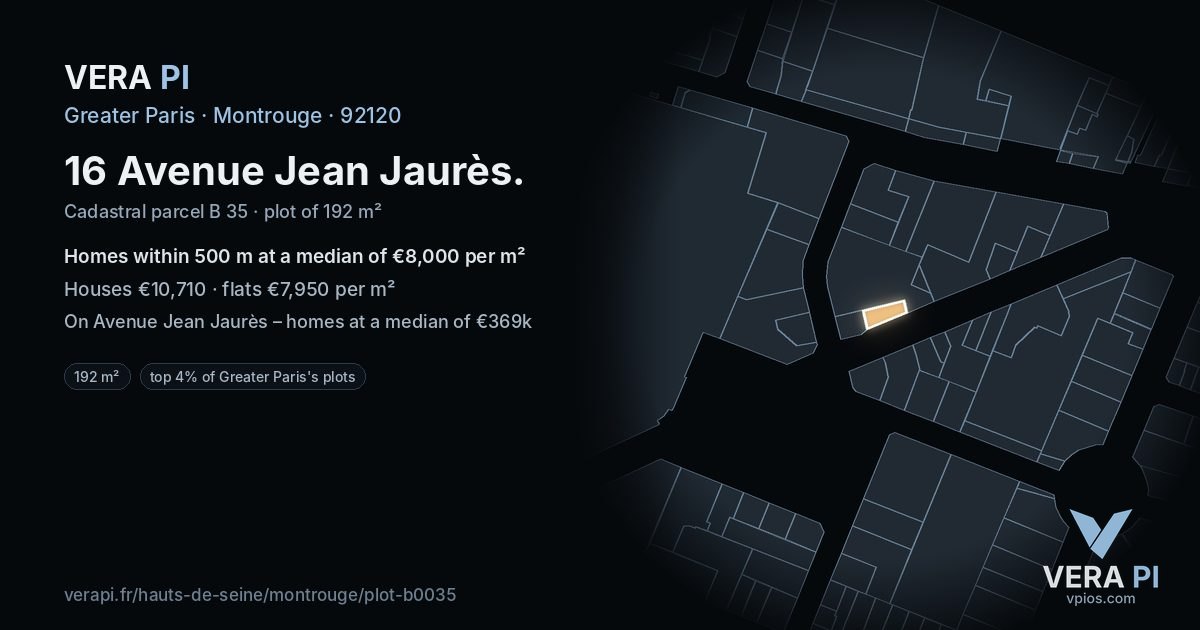 16 Avenue Jean Jaurès, Montrouge at night – the plot lit, the parcels around coloured by the prices near them