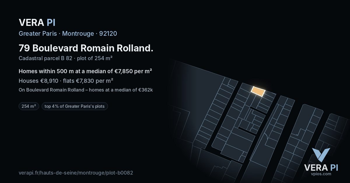 79 Boulevard Romain Rolland, Montrouge at night – the plot lit, the parcels around coloured by the prices near them