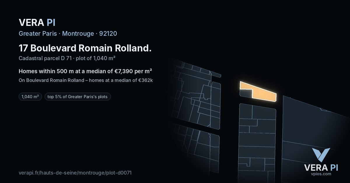 17 Boulevard Romain Rolland, Montrouge at night – the plot lit, the parcels around coloured by the prices near them