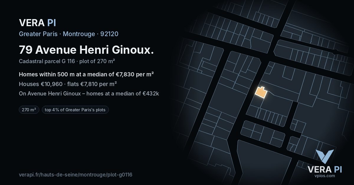 79 Avenue Henri Ginoux, Montrouge at night – the plot lit, the parcels around coloured by the prices near them