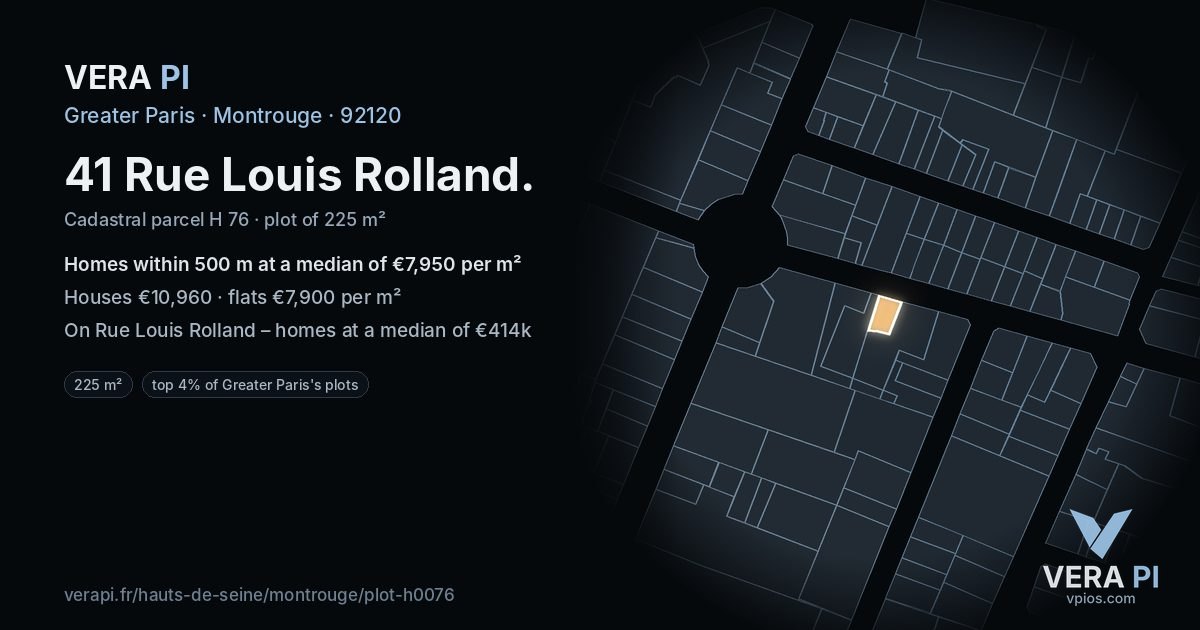 41 Rue Louis Rolland, Montrouge at night – the plot lit, the parcels around coloured by the prices near them