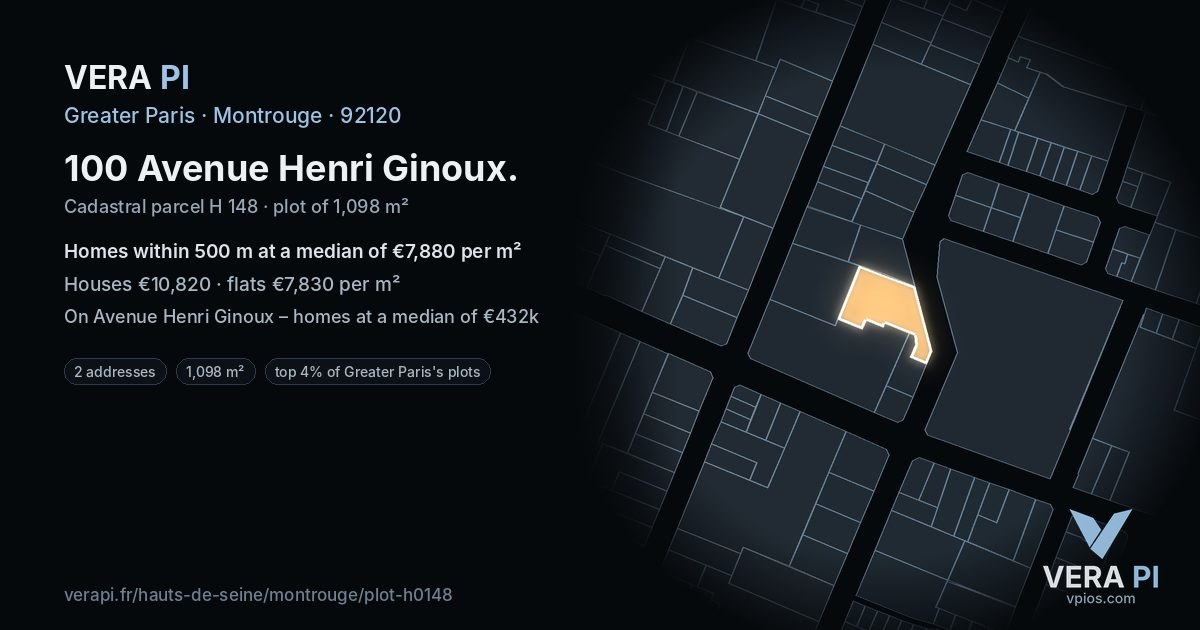 100 Avenue Henri Ginoux, Montrouge at night – the plot lit, the parcels around coloured by the prices near them