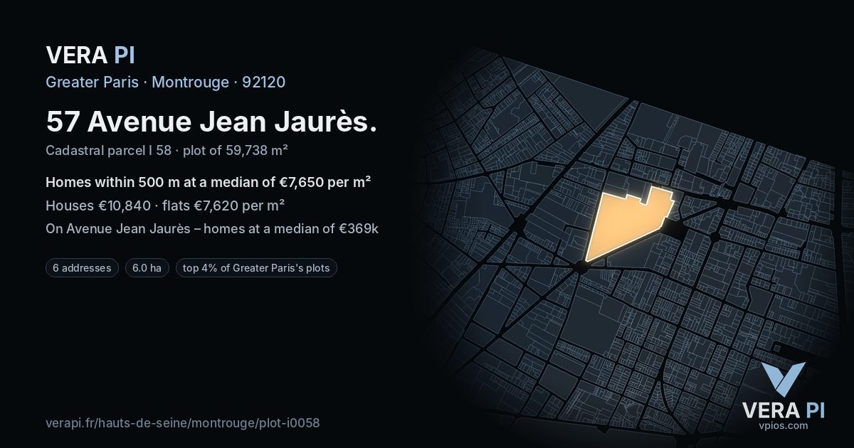 57 Avenue Jean Jaurès, Montrouge at night – the plot lit, the parcels around coloured by the prices near them