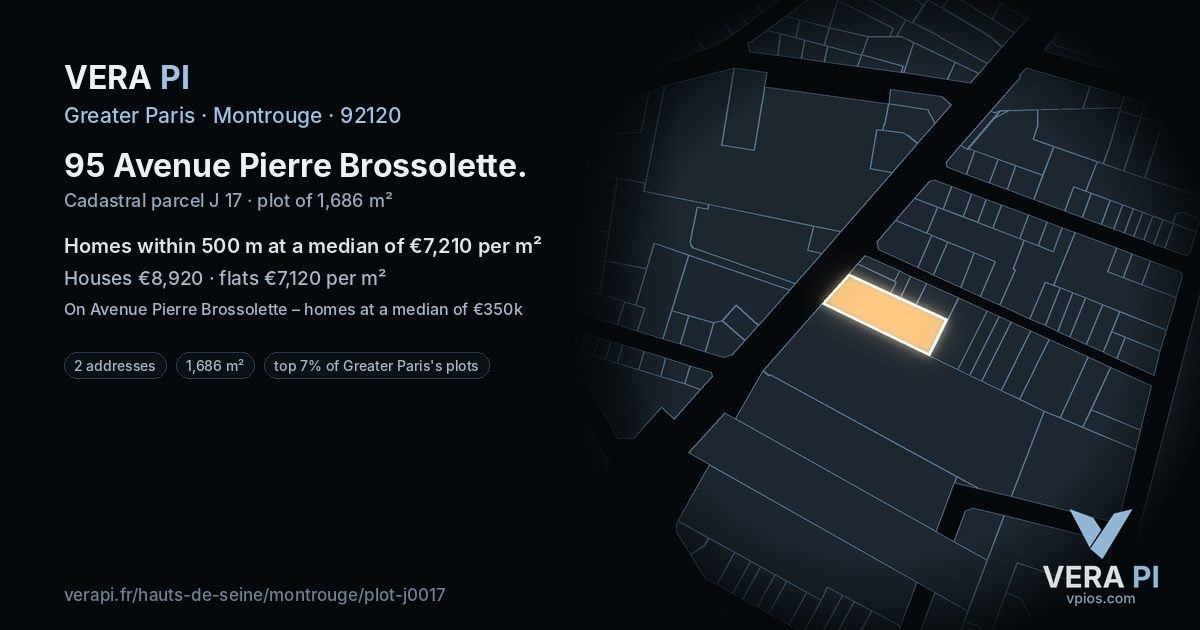 95 Avenue Pierre Brossolette, Montrouge at night – the plot lit, the parcels around coloured by the prices near them
