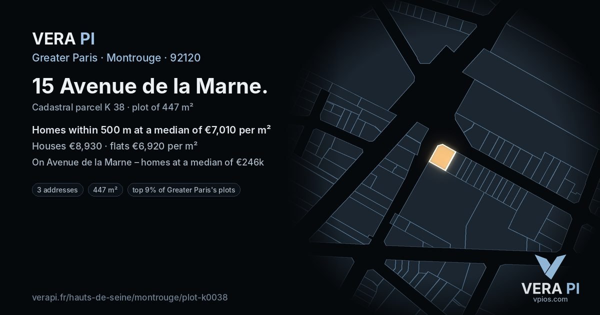15 Avenue de la Marne, Montrouge at night – the plot lit, the parcels around coloured by the prices near them