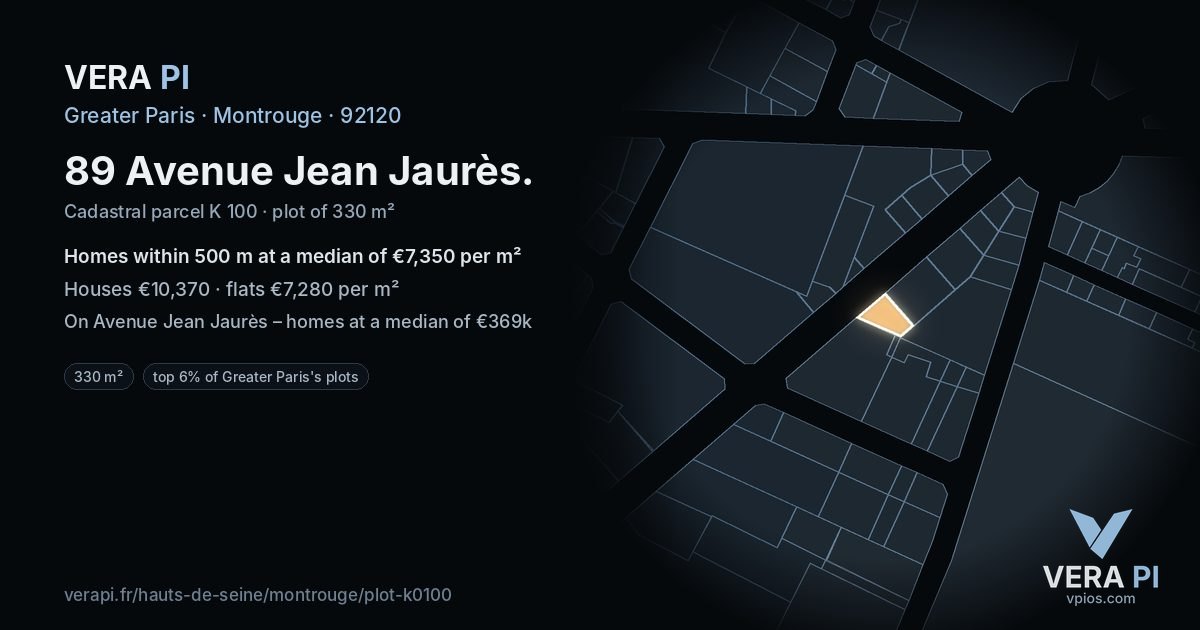 89 Avenue Jean Jaurès, Montrouge at night – the plot lit, the parcels around coloured by the prices near them
