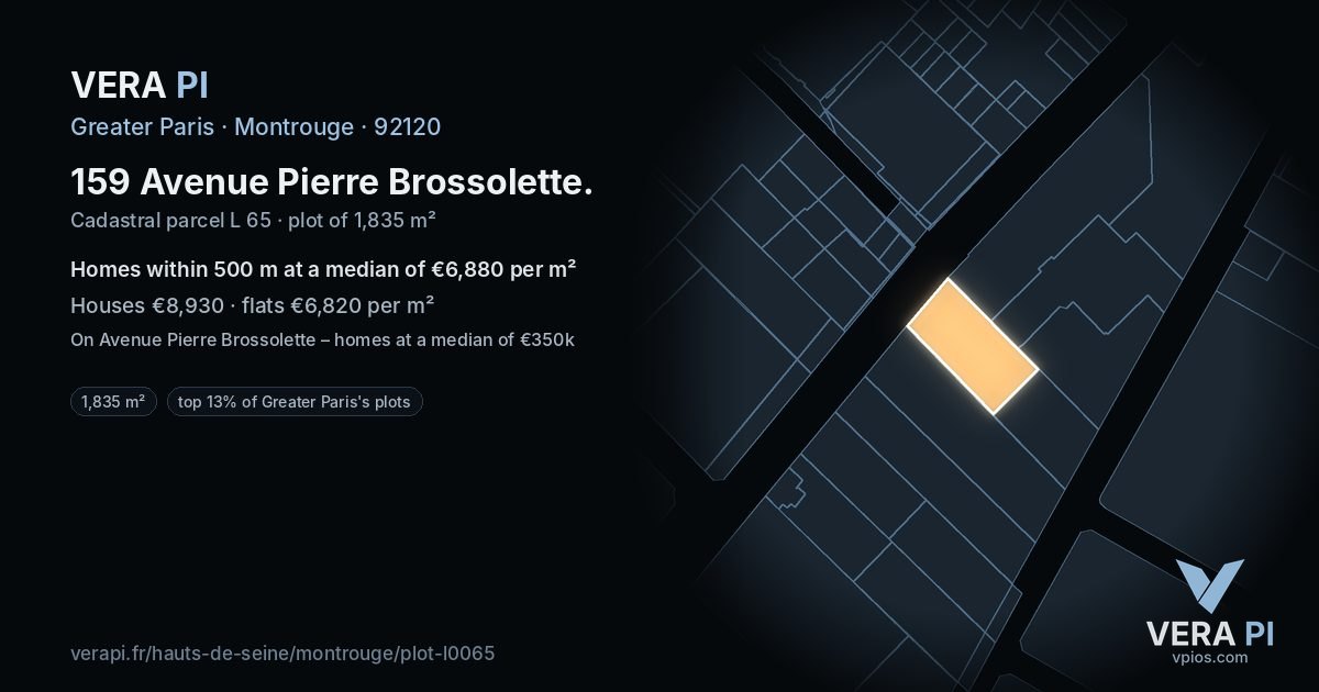 159 Avenue Pierre Brossolette, Montrouge at night – the plot lit, the parcels around coloured by the prices near them