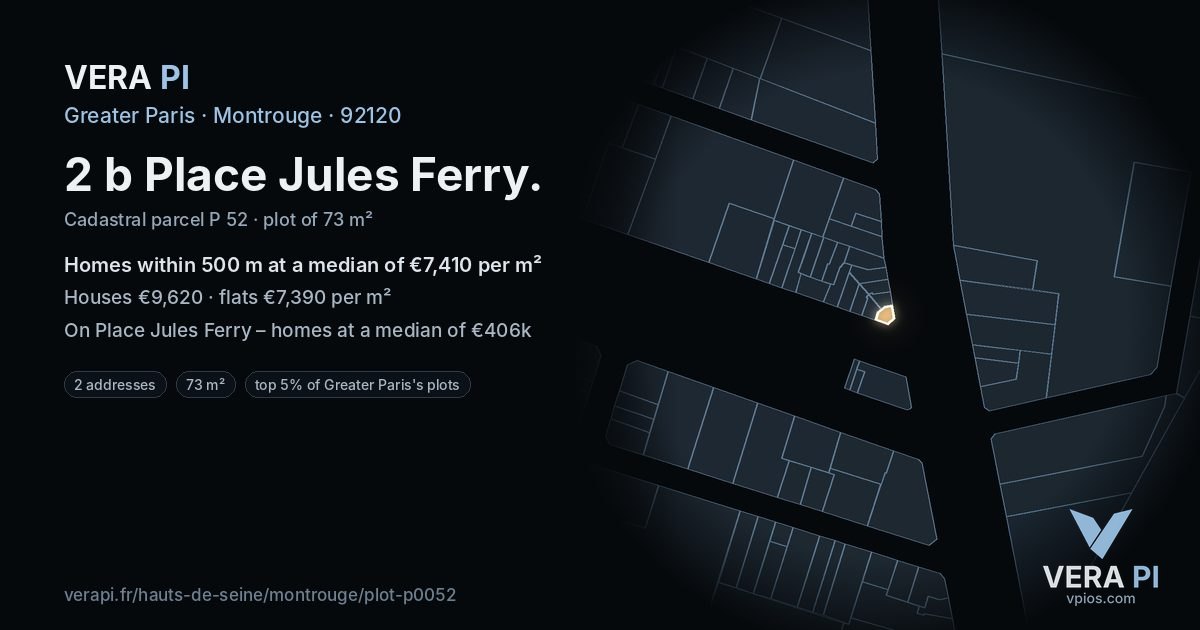 2 b Place Jules Ferry, Montrouge at night – the plot lit, the parcels around coloured by the prices near them