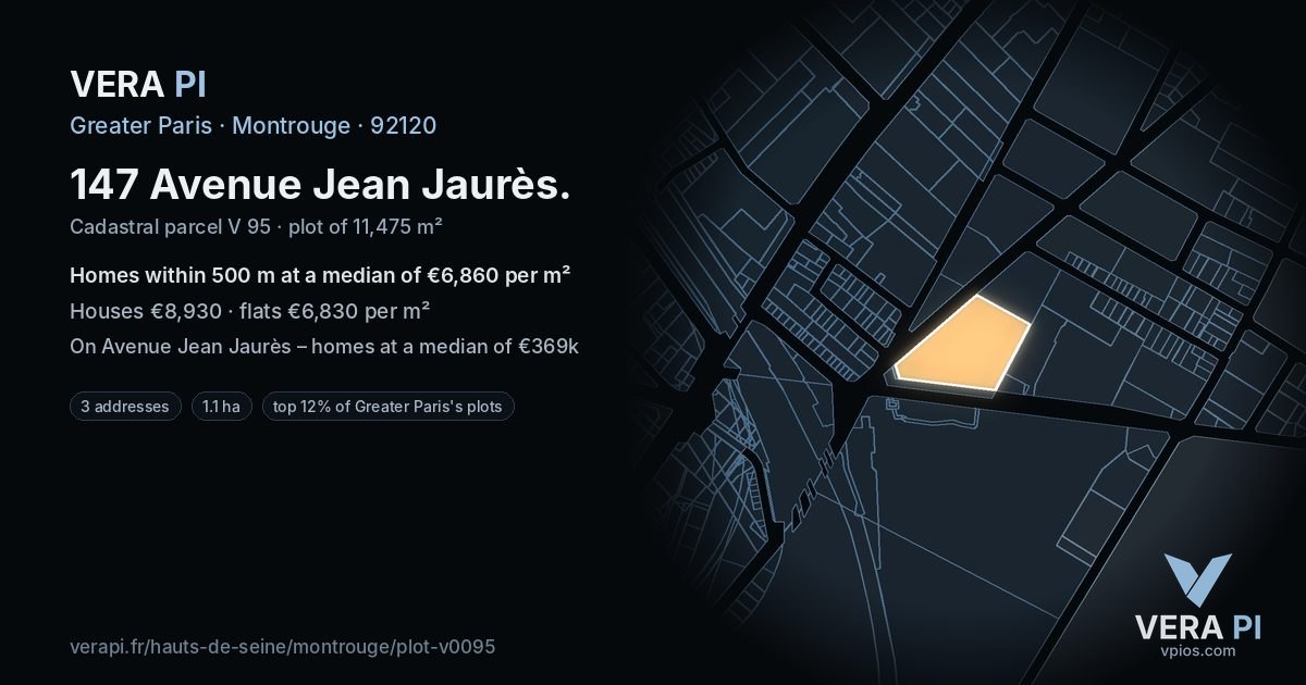 147 Avenue Jean Jaurès, Montrouge at night – the plot lit, the parcels around coloured by the prices near them
