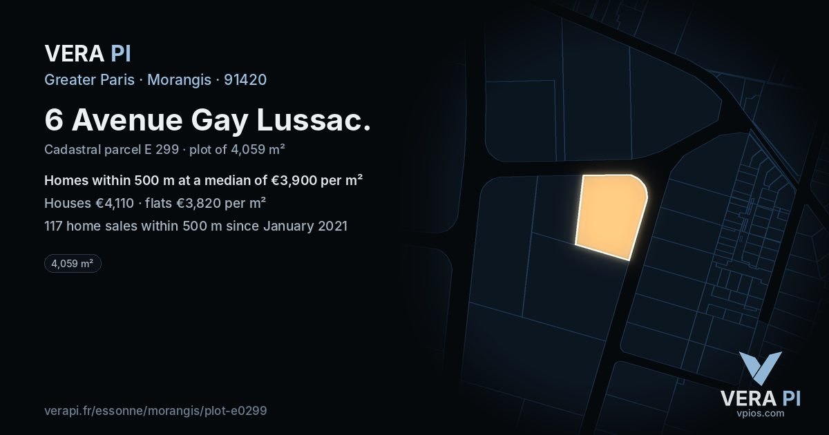6 Avenue Gay Lussac, Morangis at night – the plot lit, the parcels around coloured by the prices near them