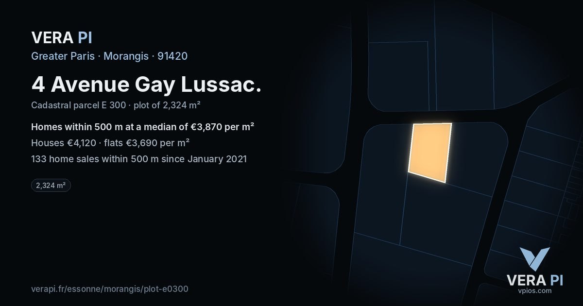 4 Avenue Gay Lussac, Morangis at night – the plot lit, the parcels around coloured by the prices near them