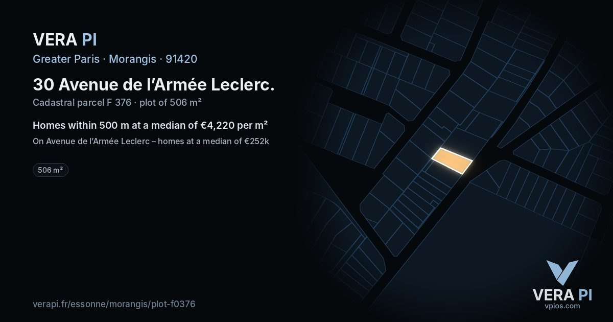 30 Avenue de l’Armée Leclerc, Morangis at night – the plot lit, the parcels around coloured by the prices near them