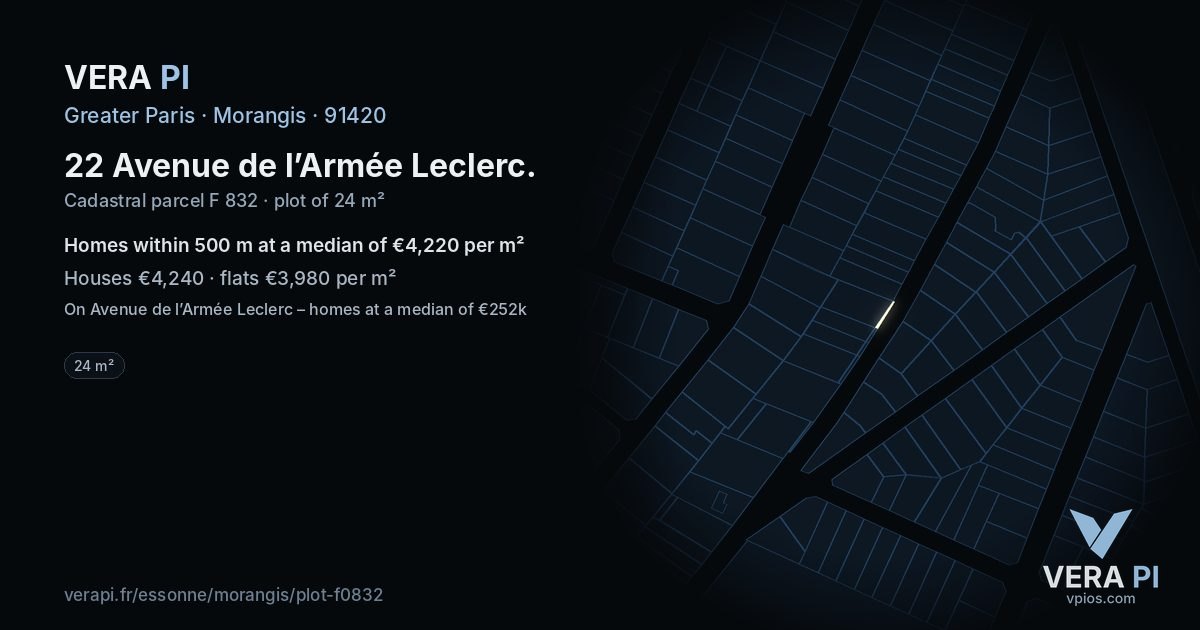 22 Avenue de l’Armée Leclerc, Morangis at night – the plot lit, the parcels around coloured by the prices near them