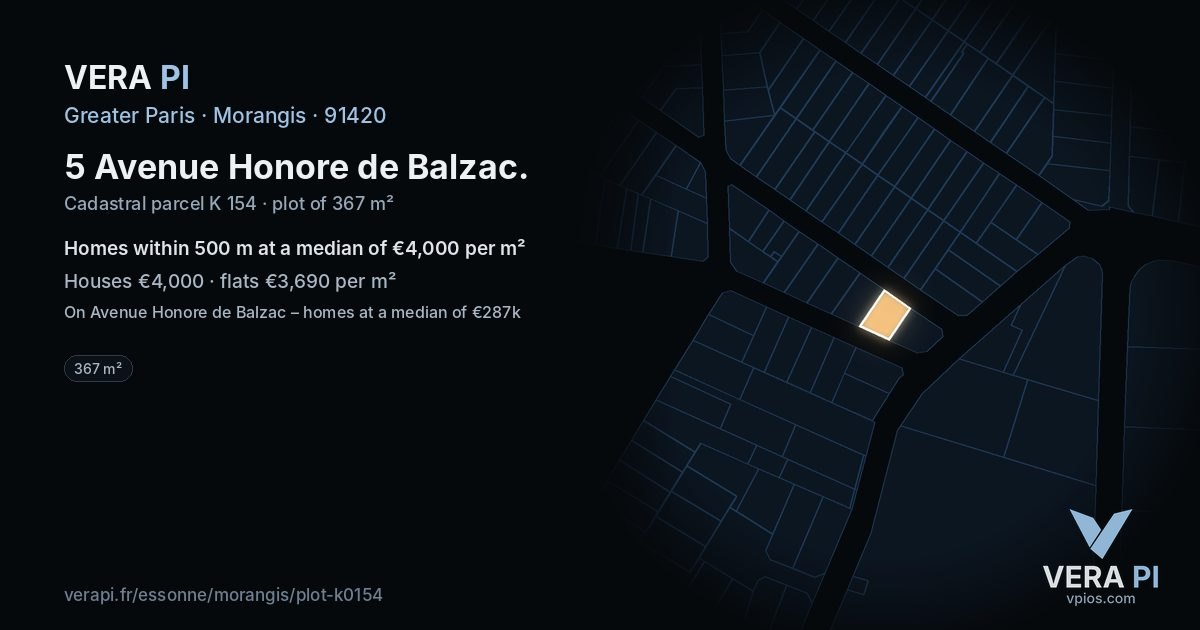 5 Avenue Honore de Balzac, Morangis at night – the plot lit, the parcels around coloured by the prices near them