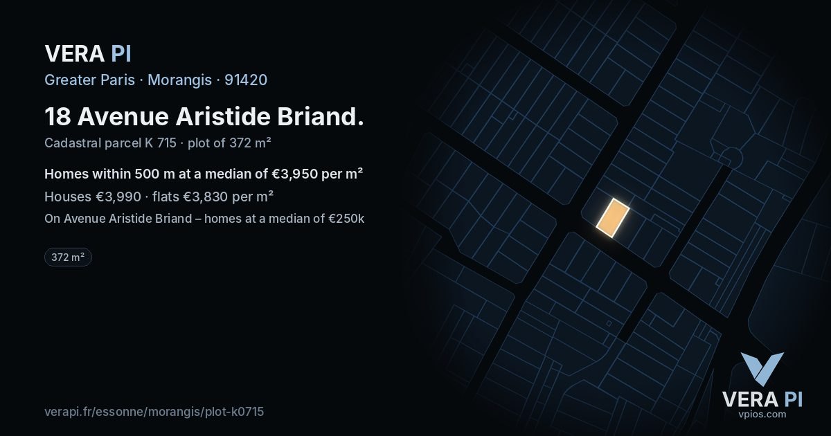 18 Avenue Aristide Briand, Morangis at night – the plot lit, the parcels around coloured by the prices near them